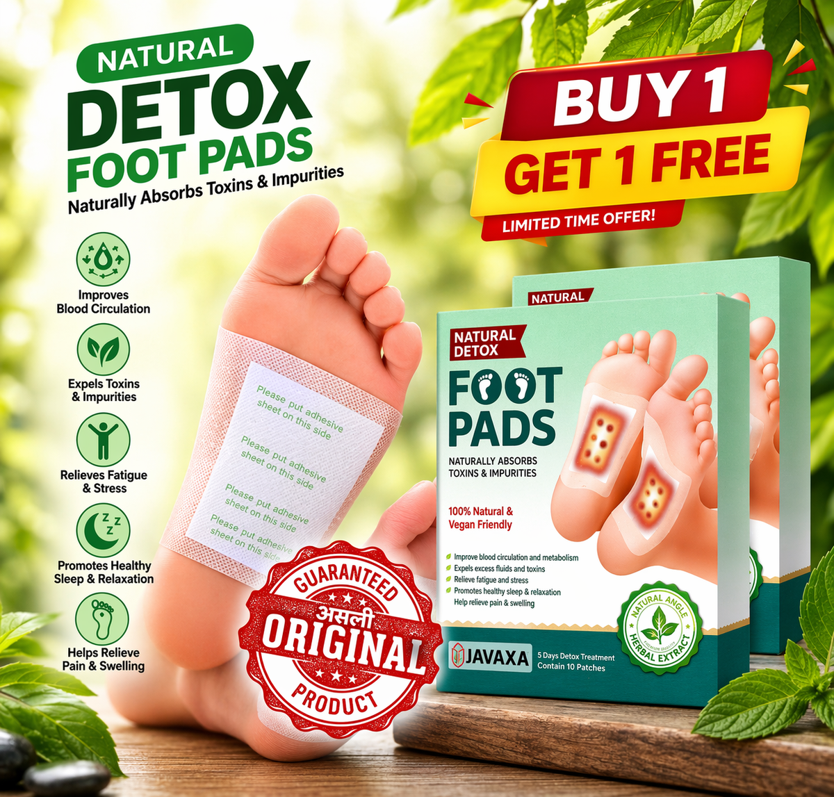 💥Buy1Get1 Free💥 Detox Foot Patch 100% Herbal ingredients [Pack of 20]